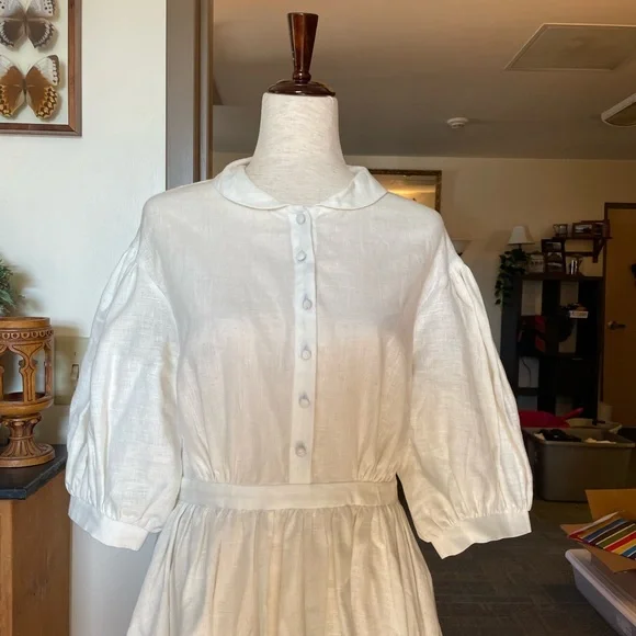 Little Women Atelier Meg Dress 3/4 Length Sleeve in White - Picture 10 of 15